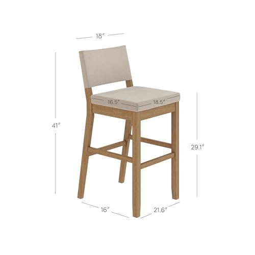 Nathan James Linus Light Brown Bar Stool with Back