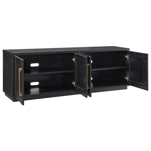 Henn&Hart Black Grain TV Stand for 80" TV