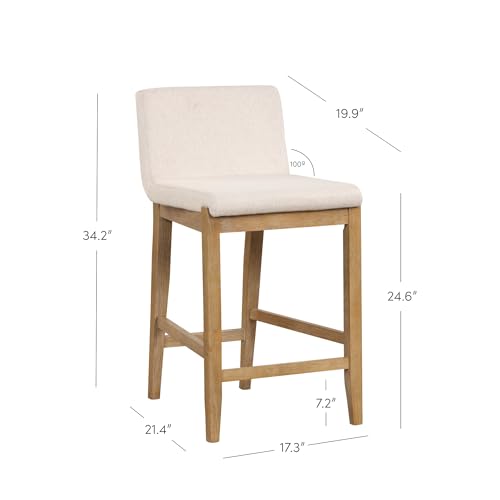 Nathan James Gracie Modern Counter Height Bar Stool - Natural Flax/Brown