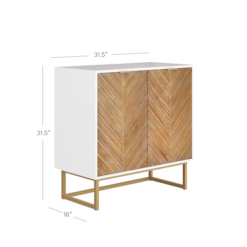 Luxurious Modern Rustic White Accent Cabinet for Hallway or Living Room